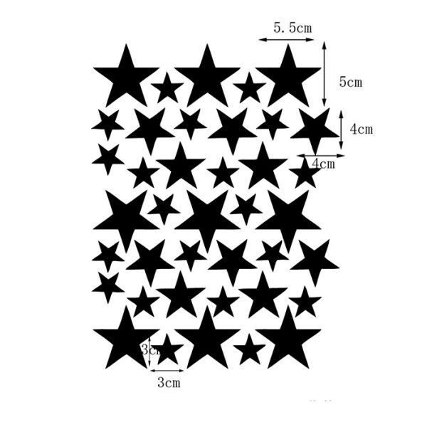 Набор многоразовых наклеек «Звезды» от 3 до 5 см (39 штук) Серебро (1913)